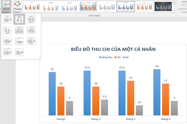 Cách vẽ biểu đồ trong Word